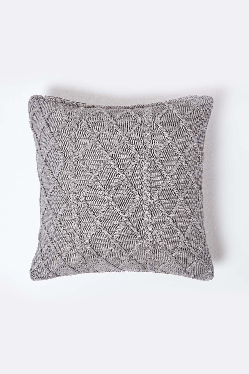 Homescapes Diamond Cable Knit Cushion Cover image 1