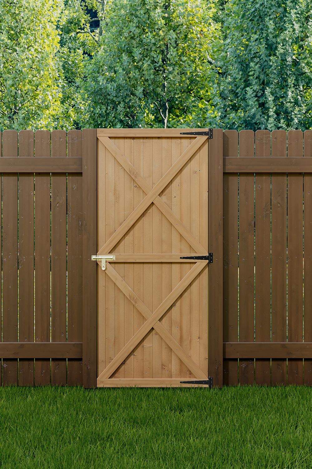 Living and Home 183x79cm Garden Pine Wood Flat Top Gate with 1pcs Latch & 3pcs 8 inch T-shaped Hinges image 2