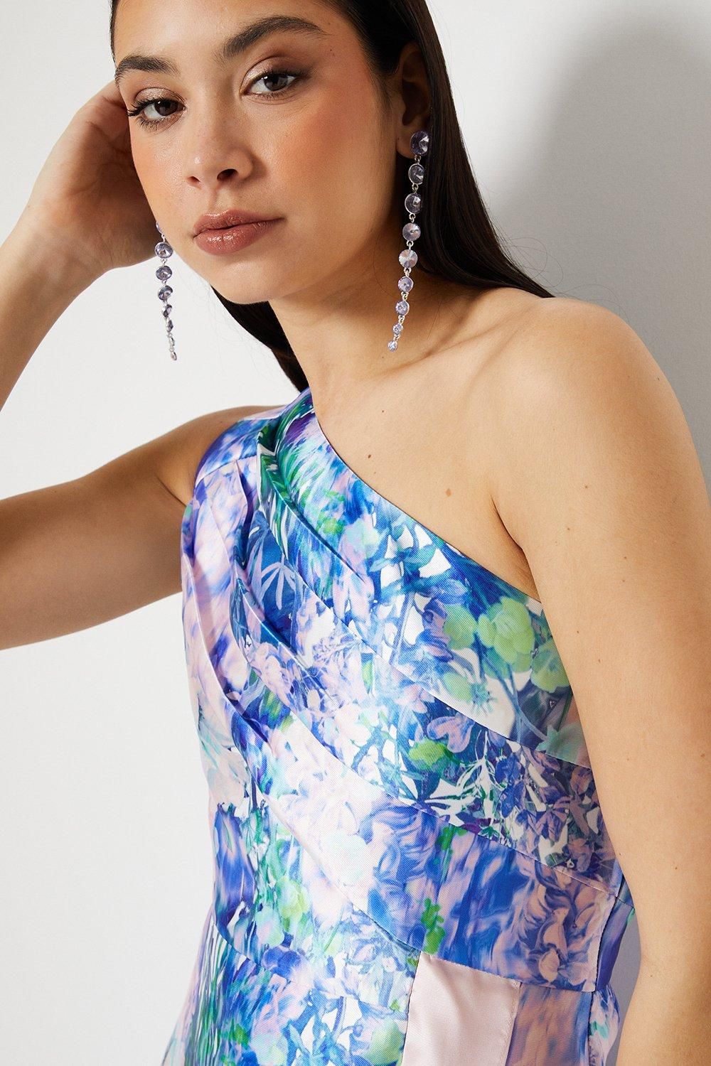 Coast One Shoulder Seam Detail Ruffle Midi Dress Lilac image 2