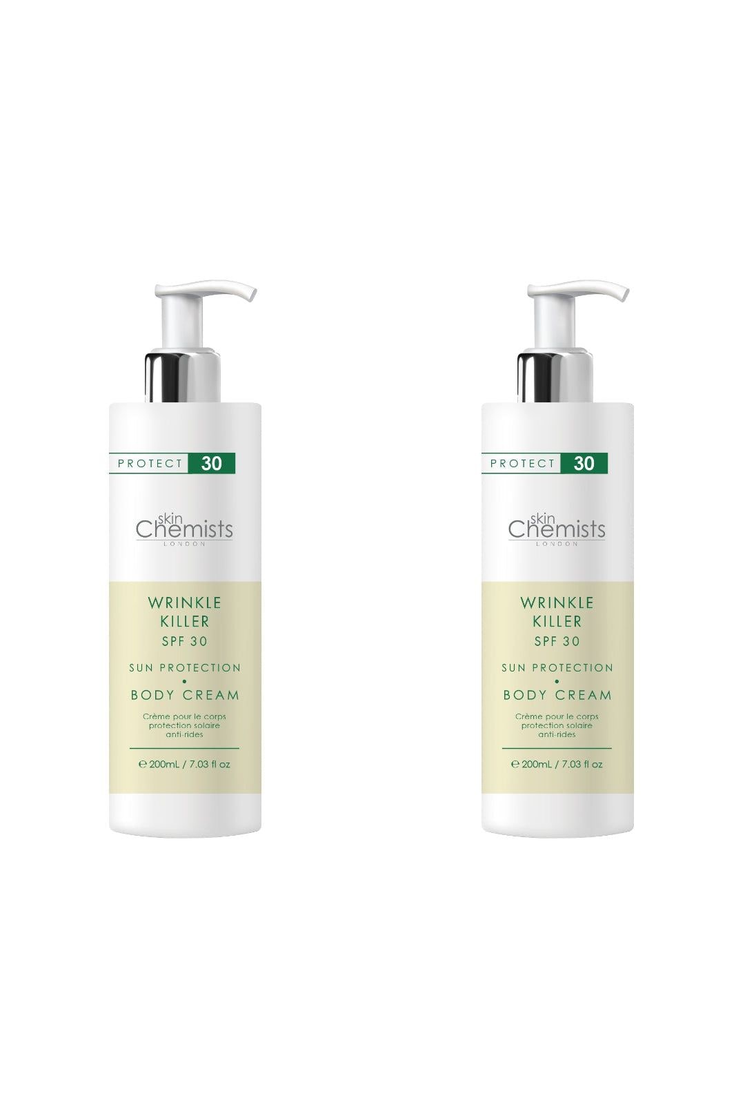 skinChemists professional Wrinkle Killer Sun Protection Body Cream SPF 30 200ml x 2 Duo Pack image 1