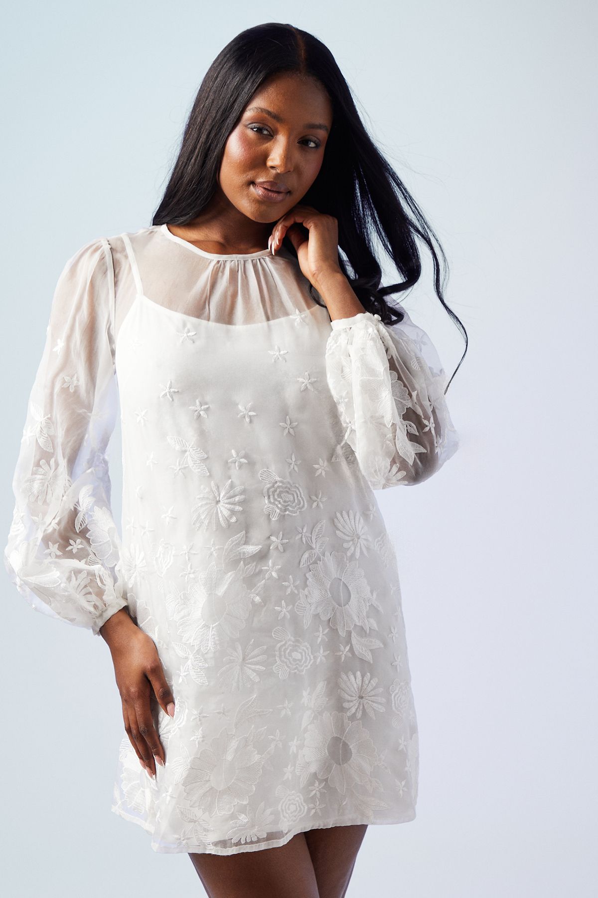 Coast Embroidered Organza Mini Wedding Dress Ivory image 1