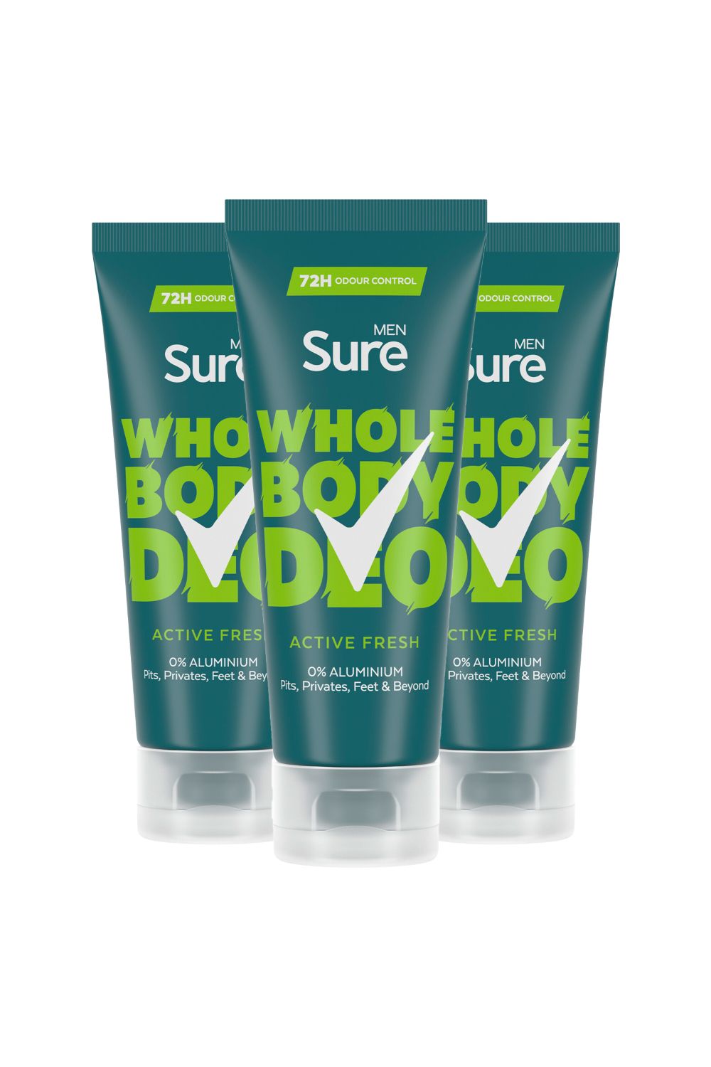 Sure Whole Body 'Deodorant Cream' Active Fresh w/ 72H Odour free 75ml, 3pk image 1
