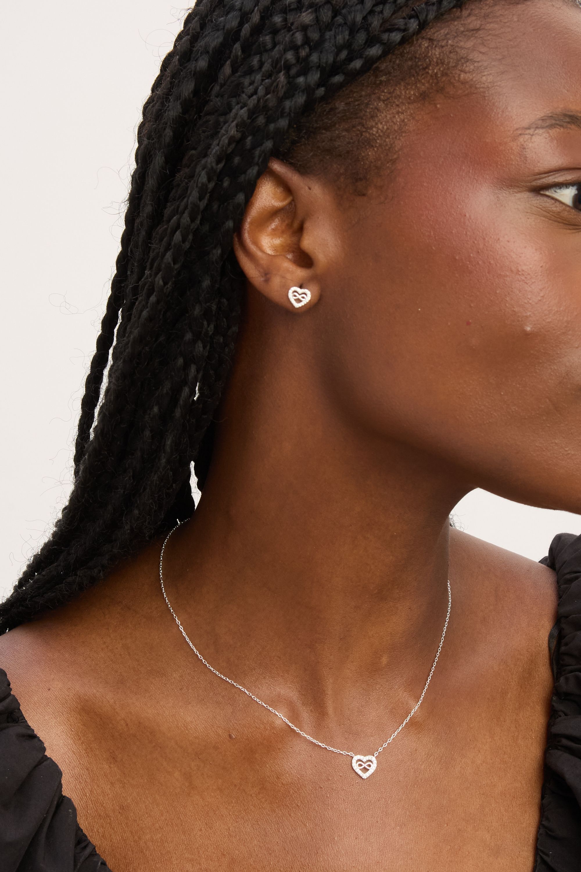 Simply Silver Sterling Silver 925 Pave Heart and Infinity Set - Gift Boxed image 3