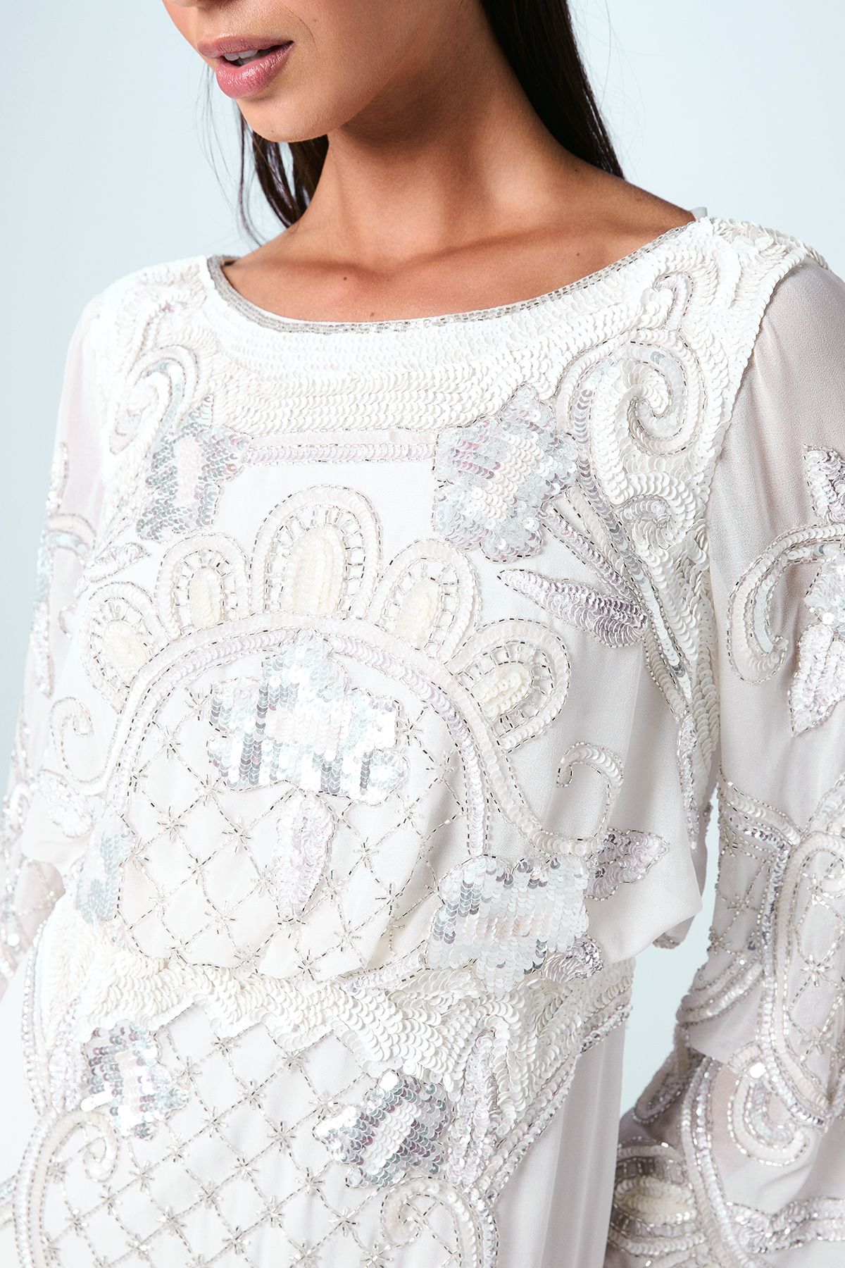 Coast Premium Beaded Placement Artwork Bridal Mini Dress Ivory image 5