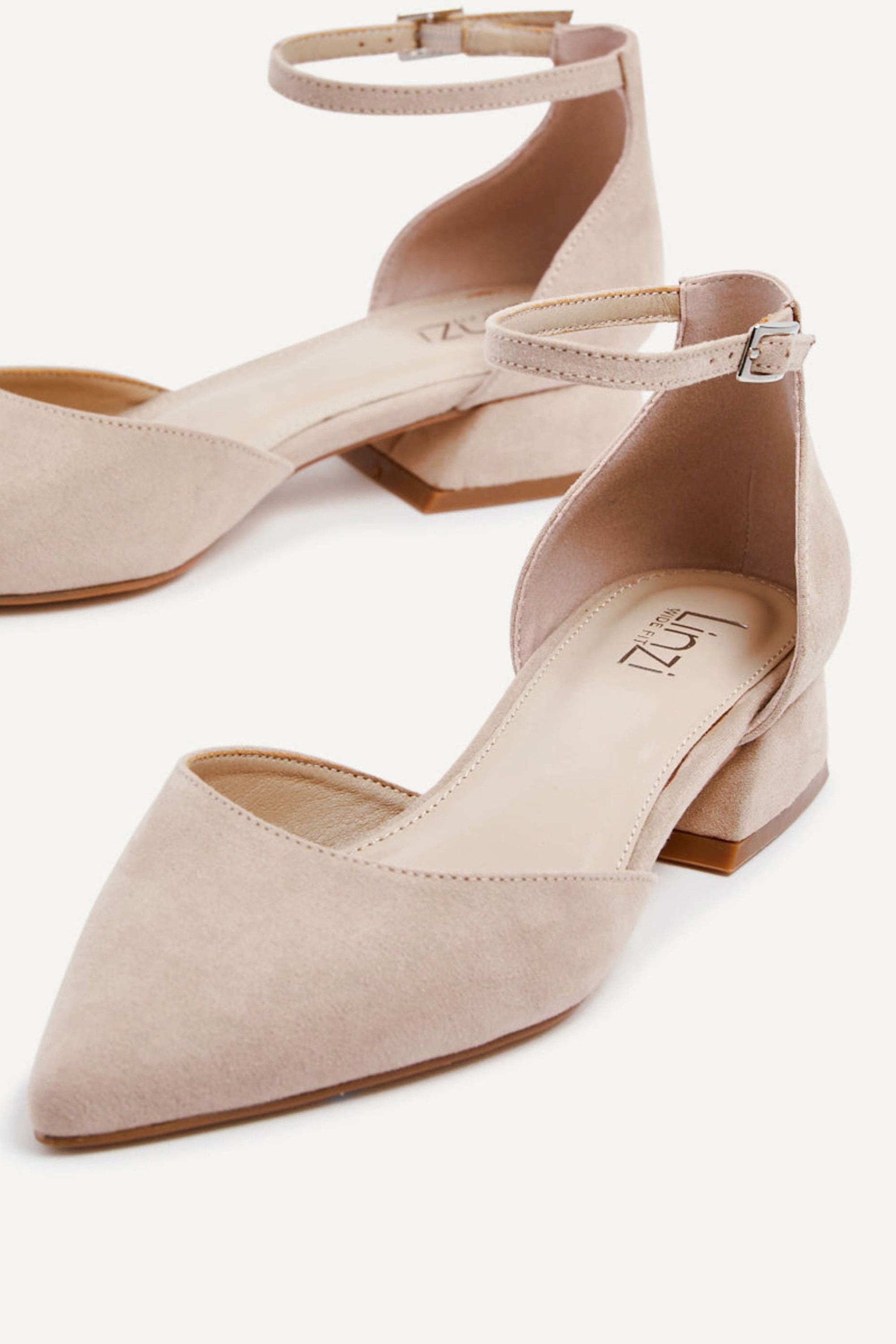 Linzi Dolly Wide Fit Nude Faux Suede Low Block Court Heel image 5