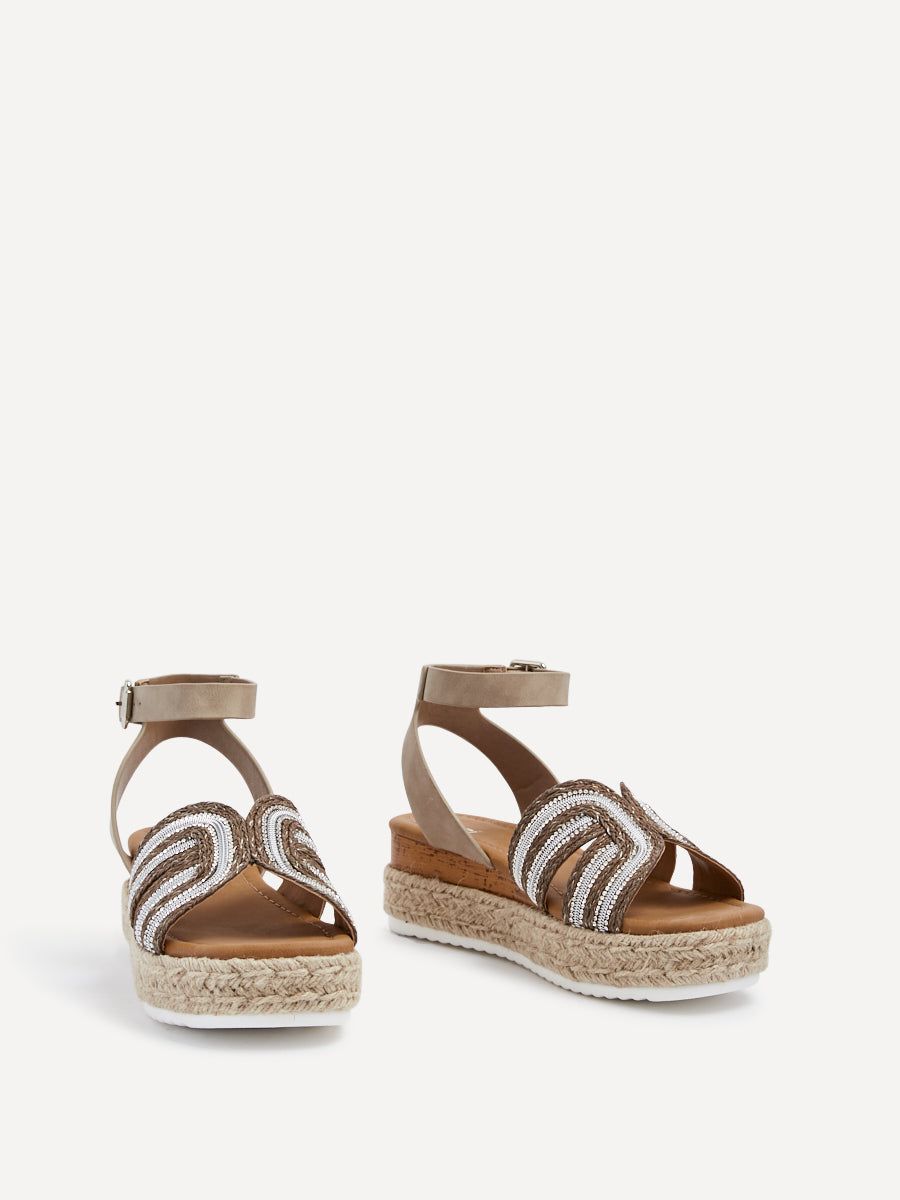 Linzi River Taupe Nubuck Espadrille Inspired Platform Wedge image 3