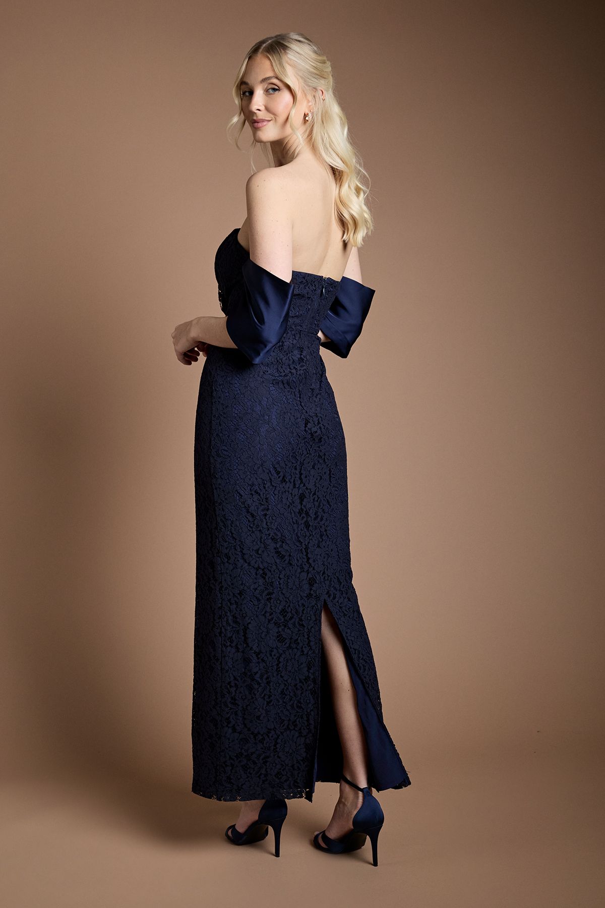 Coast Lace Bardot Bridesmaid Dress Navy image 3