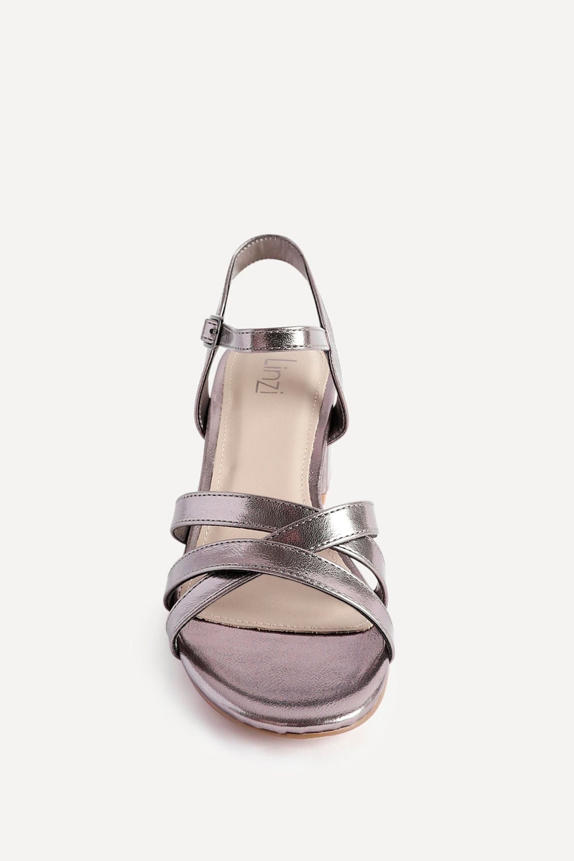 Linzi Flair Pewter Faux Leather Heeled Sandals image 5