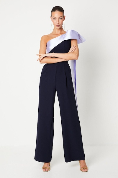 Coast Bow One Shoulder Jumpsuit Navy