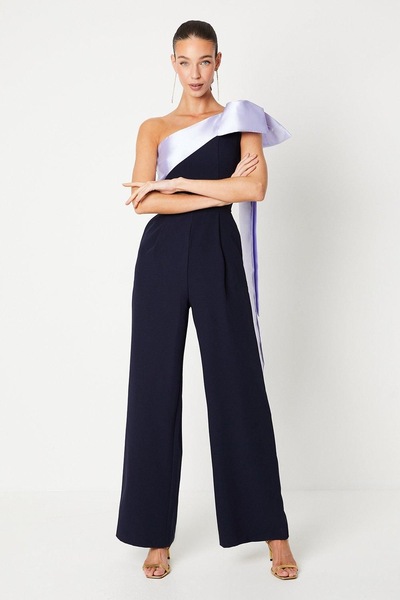 Coast Bow One Shoulder Jumpsuit Navy