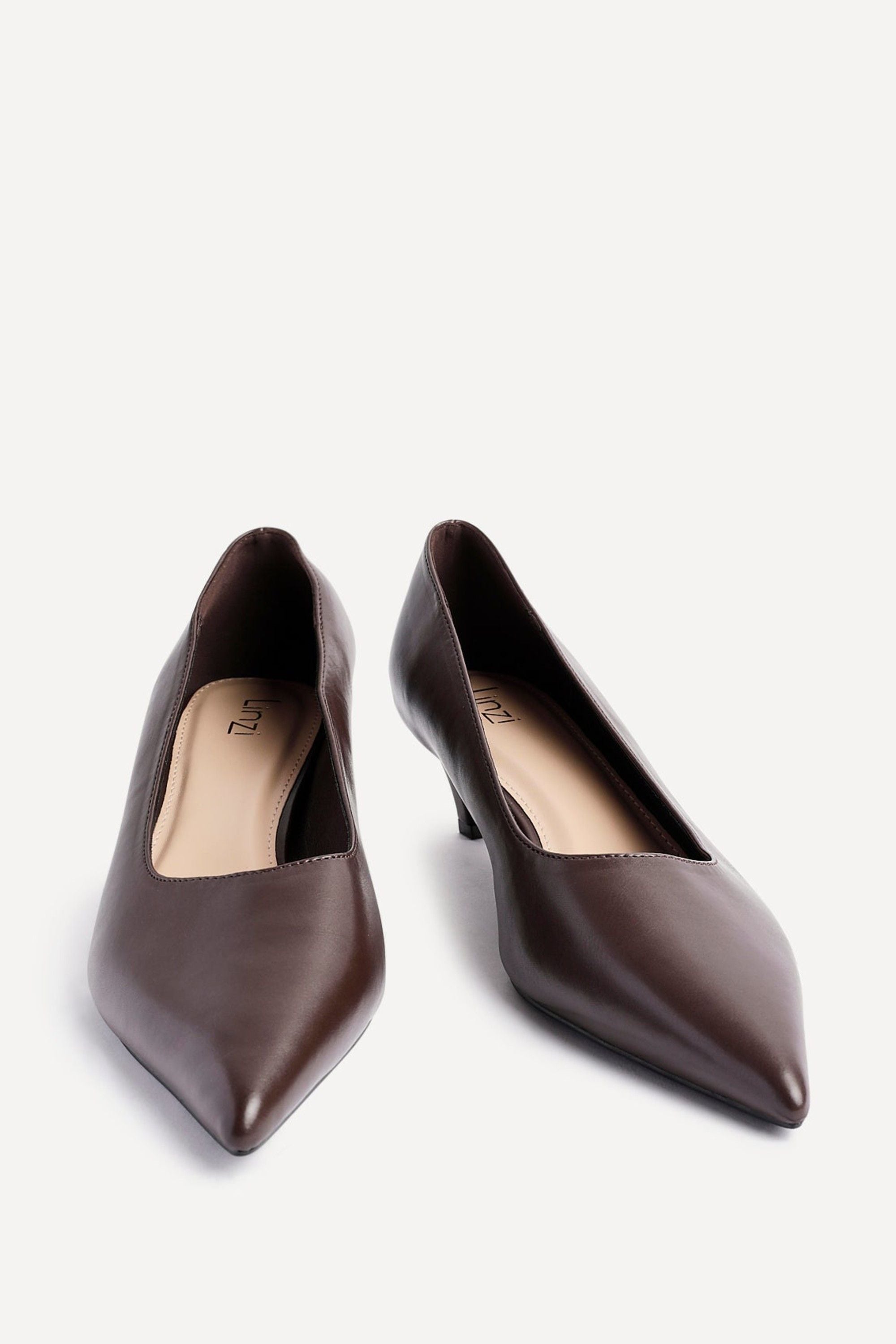 Linzi Zola Brown Faux Leather Kitten Court Heel image 3