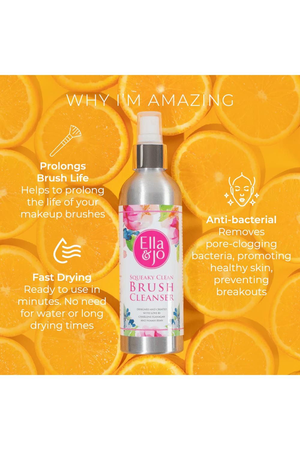 Ella & Jo Cosmetics Squeaky Clean Brush Cleanser 200ml Multi image 2