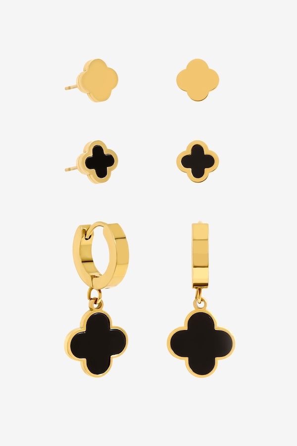 Jon Richard Gold Plated Waterproof Clover Earrings - Pack of 3