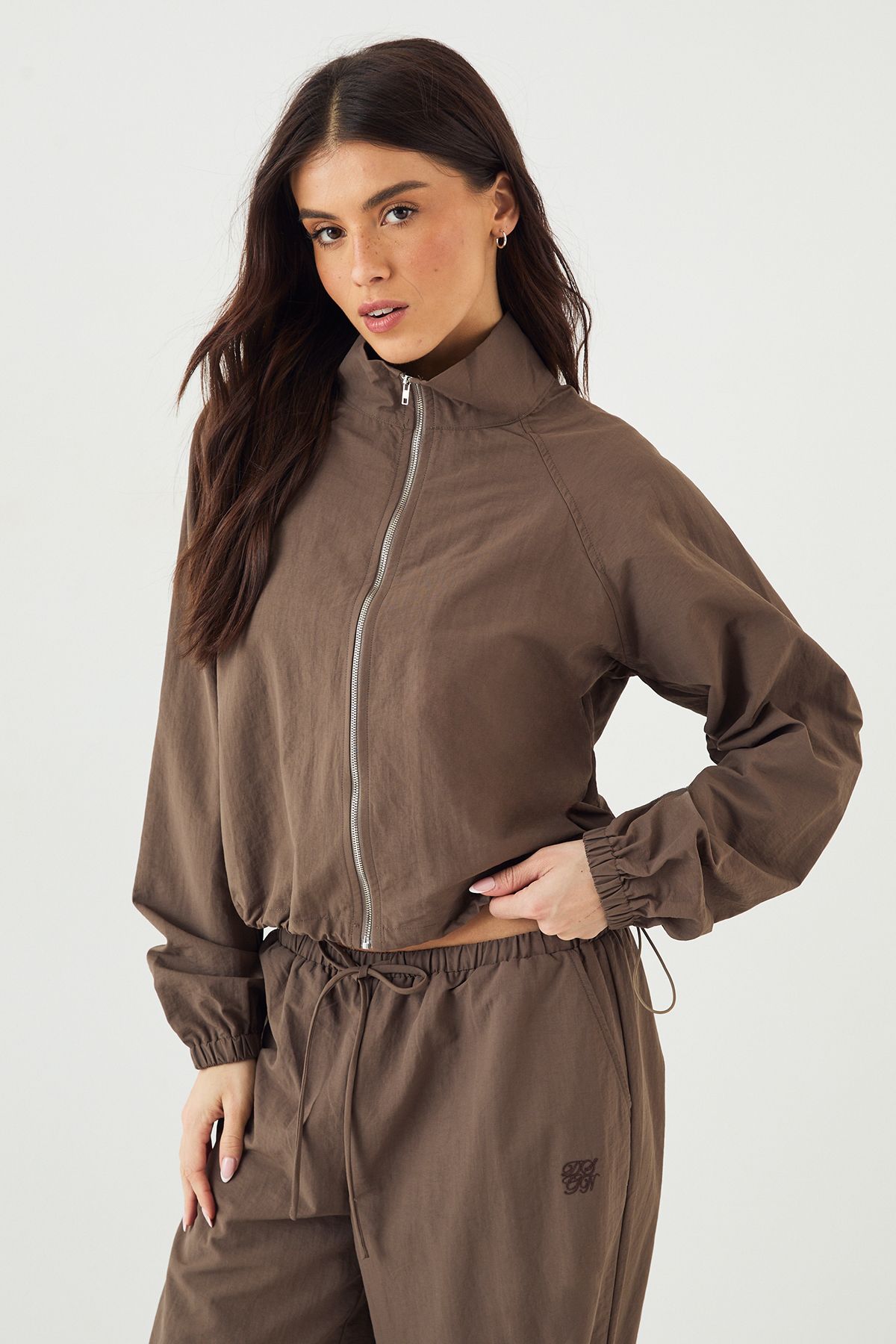 DSGN Studio DSGN Studio Funnel Neck Track Jacket Mocha image 1
