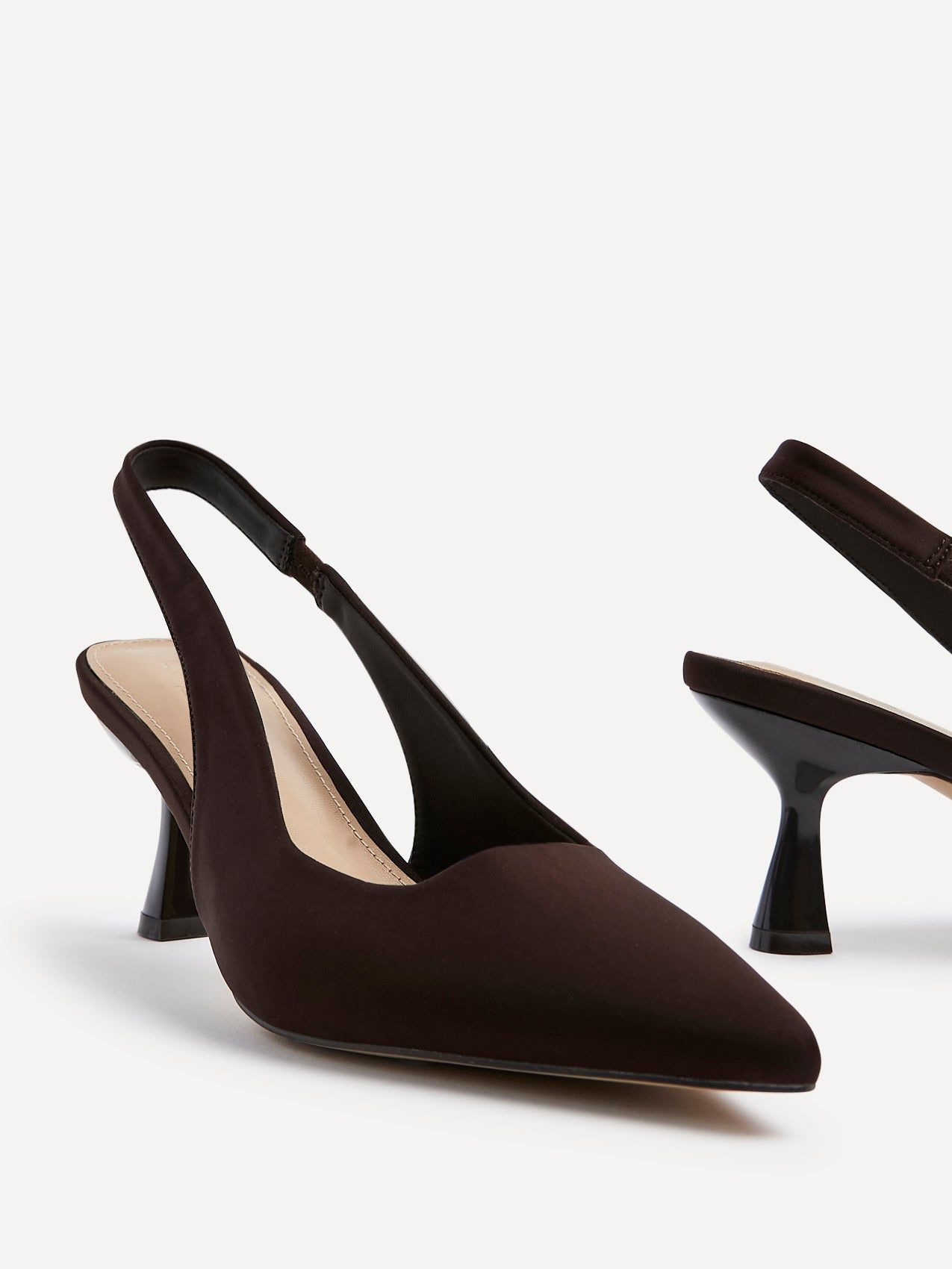 Linzi Presley Brown Scuba Sling Back Low Court Heel image 4