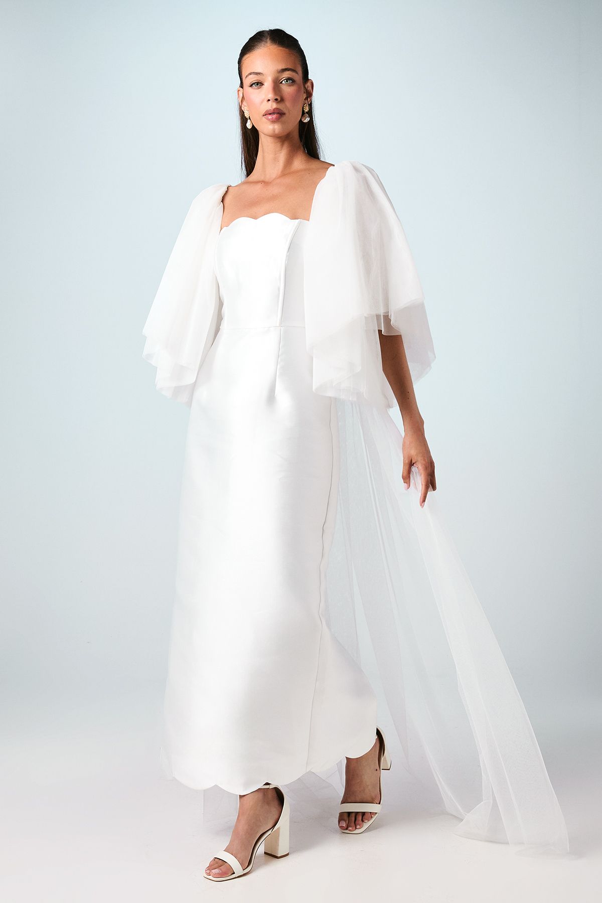 Coast Statement Sleeve Tulle Bridal Cape Ivory image 2