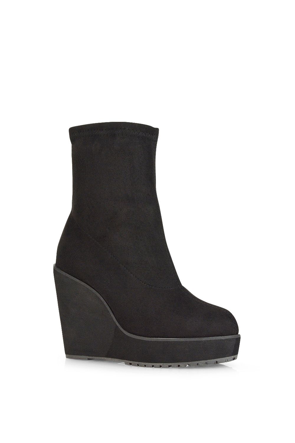 XY London 'Camille' Platform Wedge Heeled Sock Biker Ankle Boots image 2