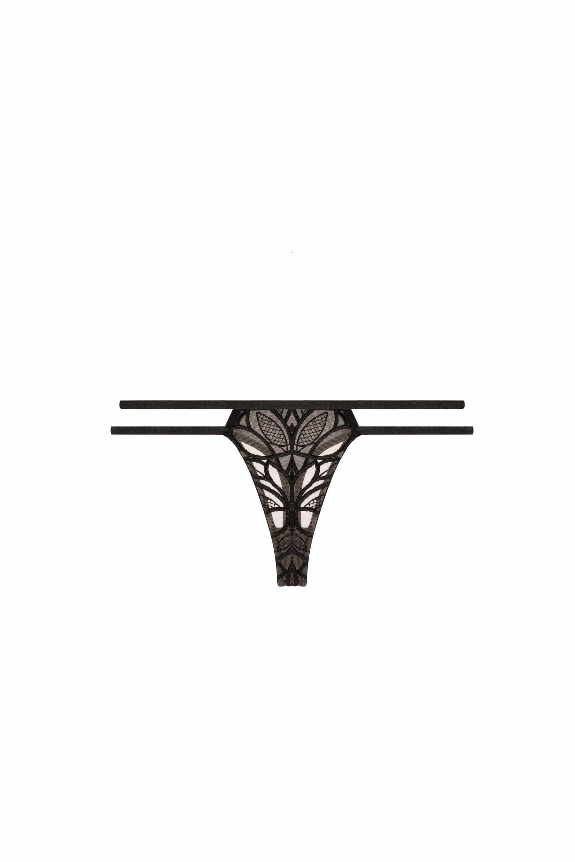 Playful Promises Lilith Black Graphic Embroidery 'Thong' image 4