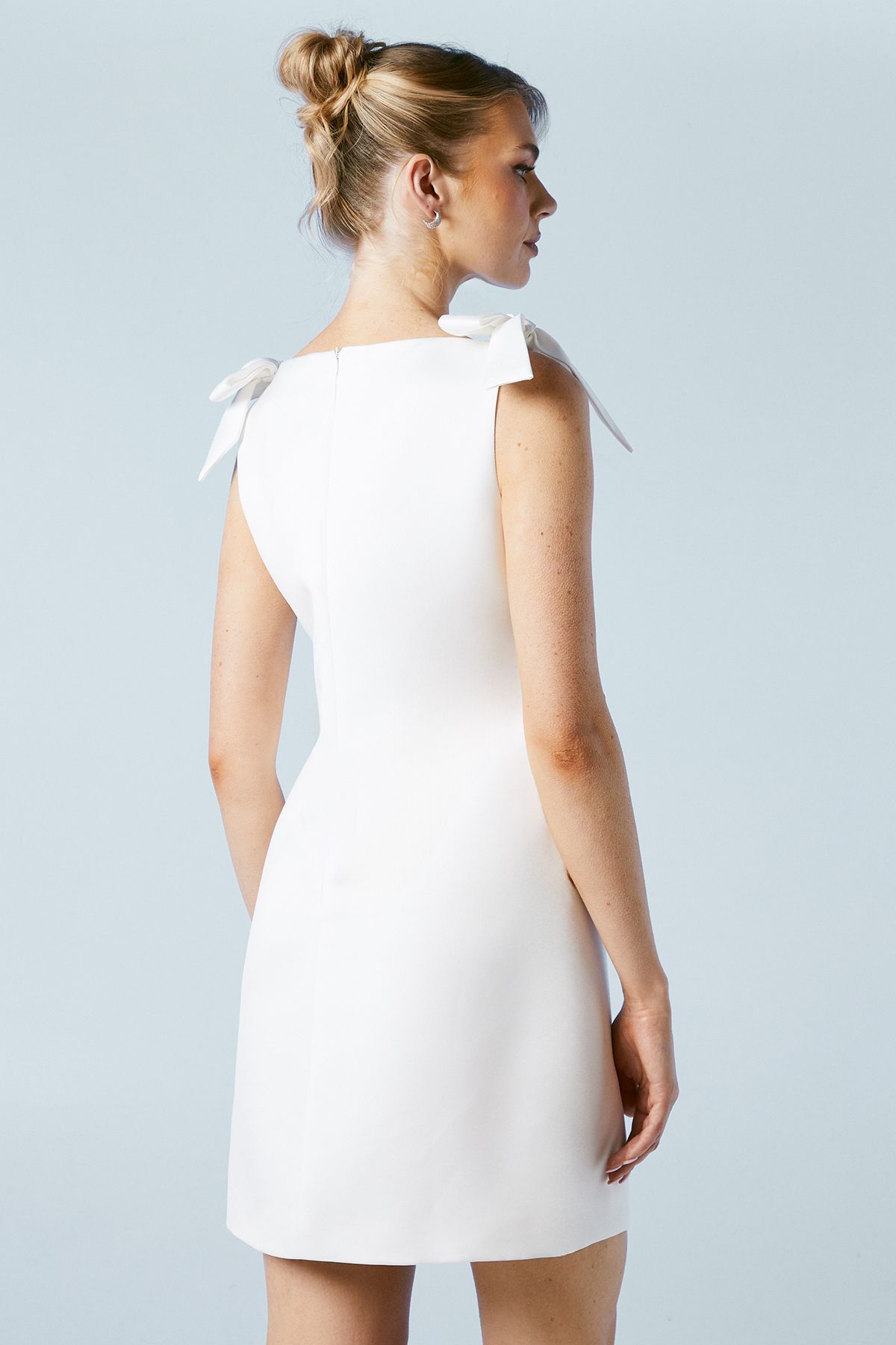 Coast Structured Satin Bow Detail Bridal Mini Dress Ivory image 3