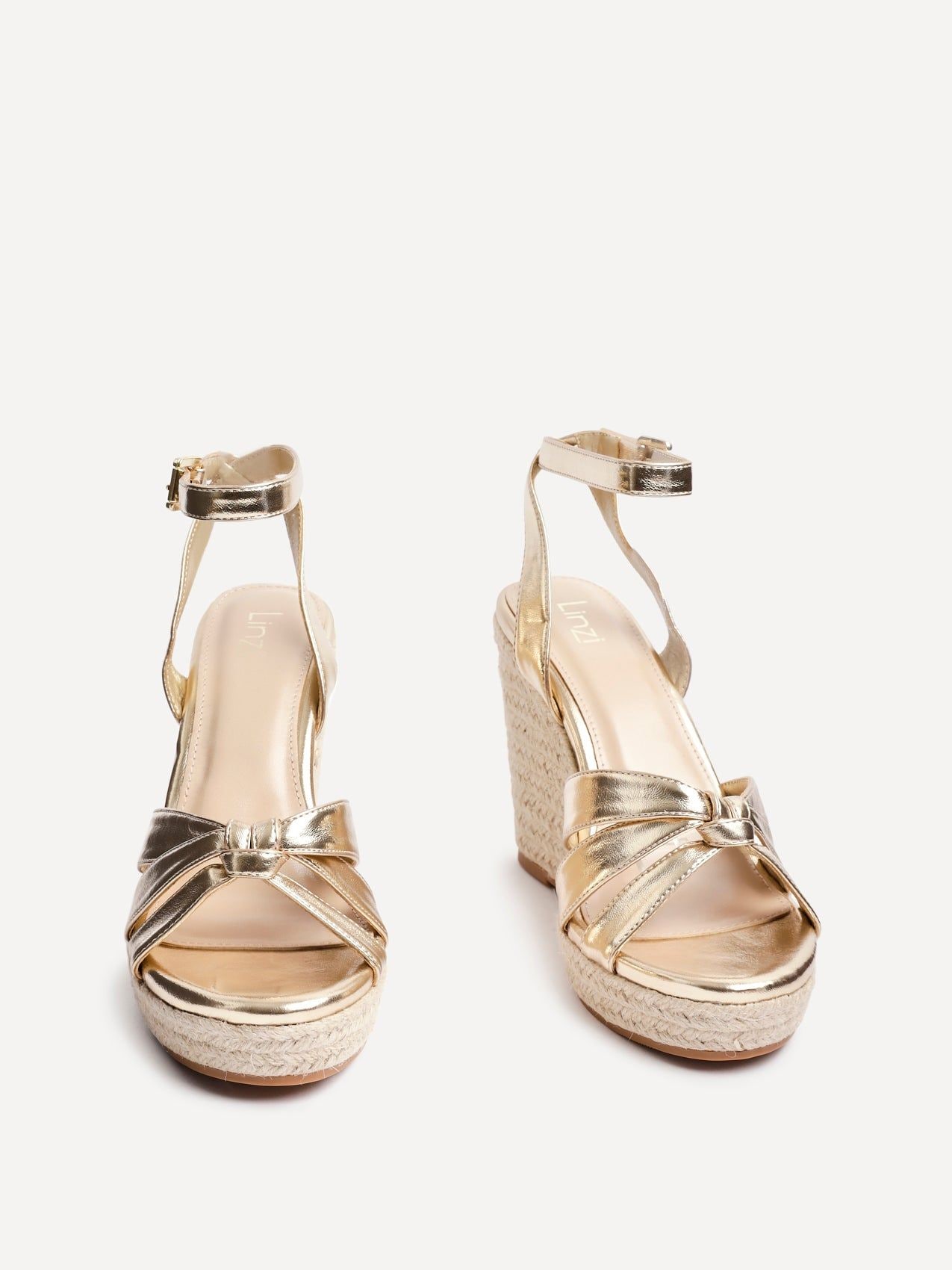 Linzi Goddess Gold Faux Leather Espadrille Wedges image 3