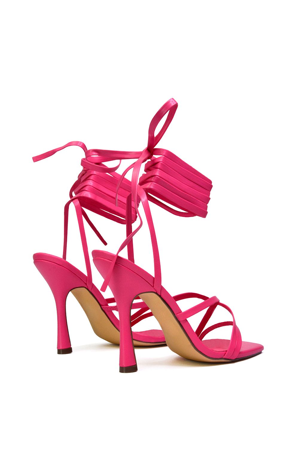 XY London 'Kyra' Lace Up High Heel Stilettos Sandals with Square Toe image 3