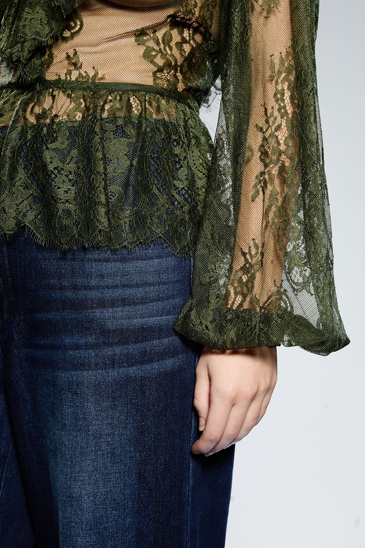 RUNWAY 1.8.1.8 Runway 1.8.1.8 Lace Frill Blouse Khaki image 4