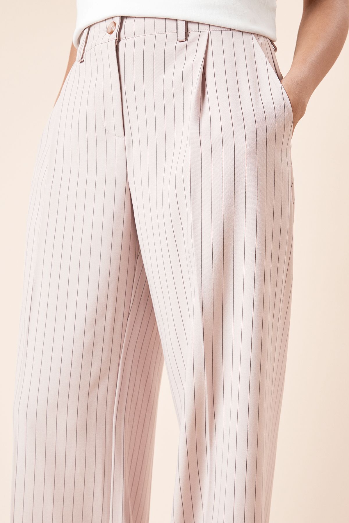 Dorothy Perkins Pinstripe Wide Leg Trouser Pink image 4