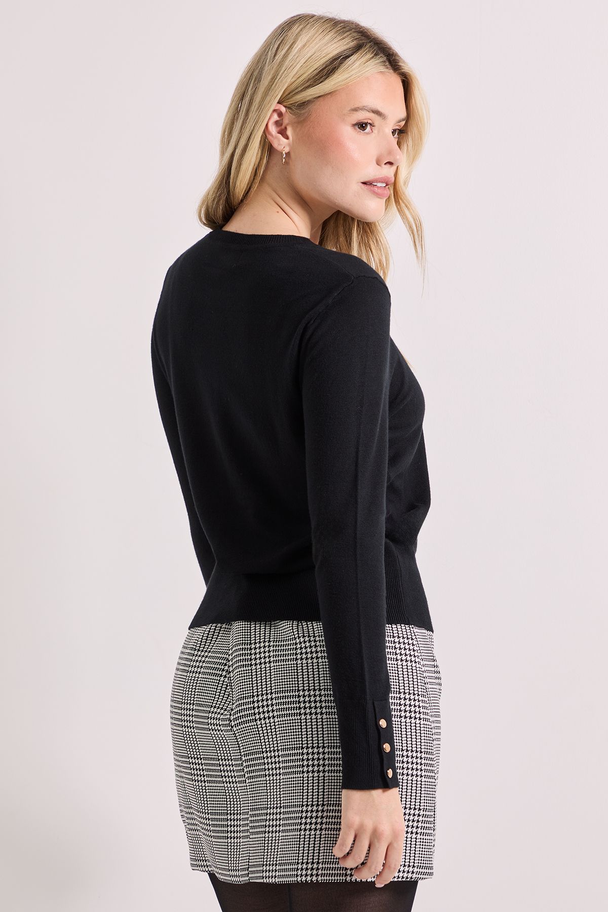 Dorothy Perkins Black Crew Neck Button Cuff Jumper Black image 3