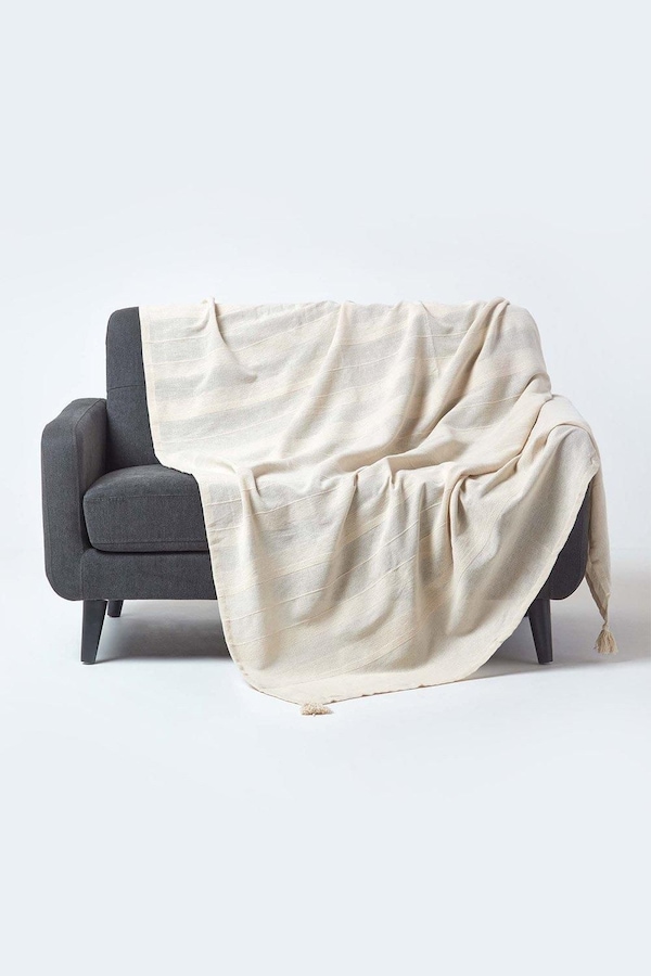 Homescapes Cotton Rajput Ribbed Throw