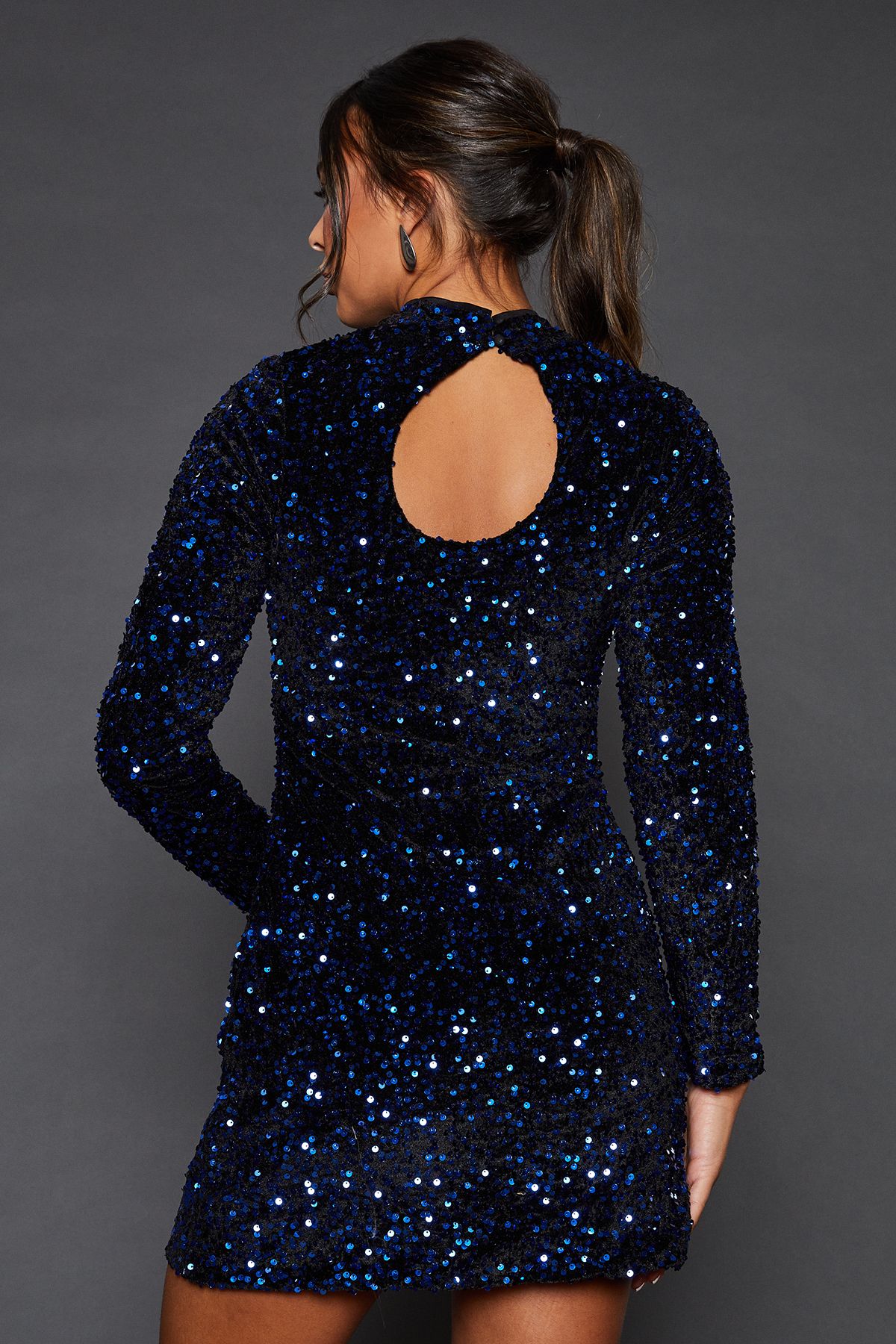 Dorothy Perkins Blue Sequin A Line Mini Dress Blue image 3