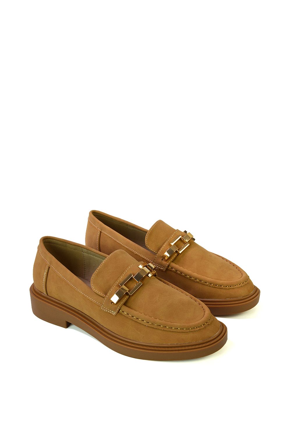 XY London 'Dakoa' Gold Chain Back to School Chunky Loafer Shoes image 2
