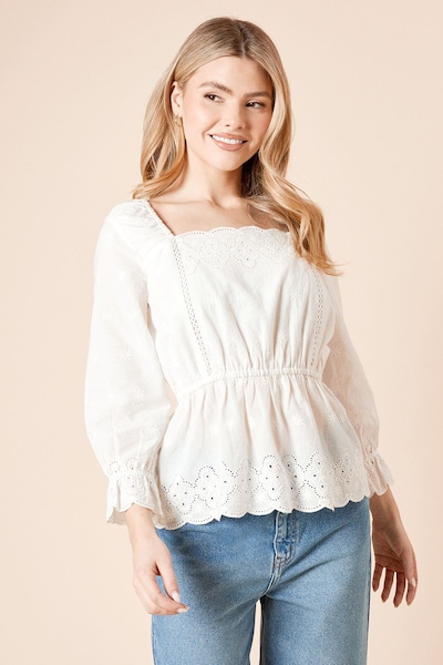 Dorothy Perkins Embroidered Long Sleeve Blouse White