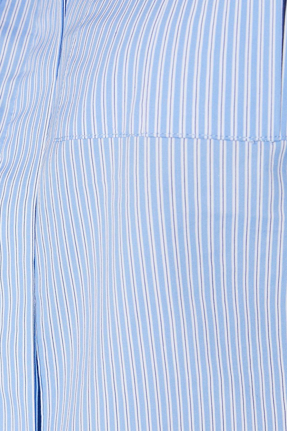 RUNWAY 1.8.1.8 Runway 1.8.1.8 Stripe Poplin Cropped Boxy Utility Shirt Blue image 5