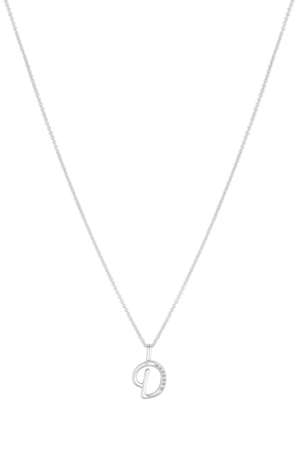 Simply Silver Sterling Silver 925 Polished and Cubic Zirconia Initial Pendant - D image 1