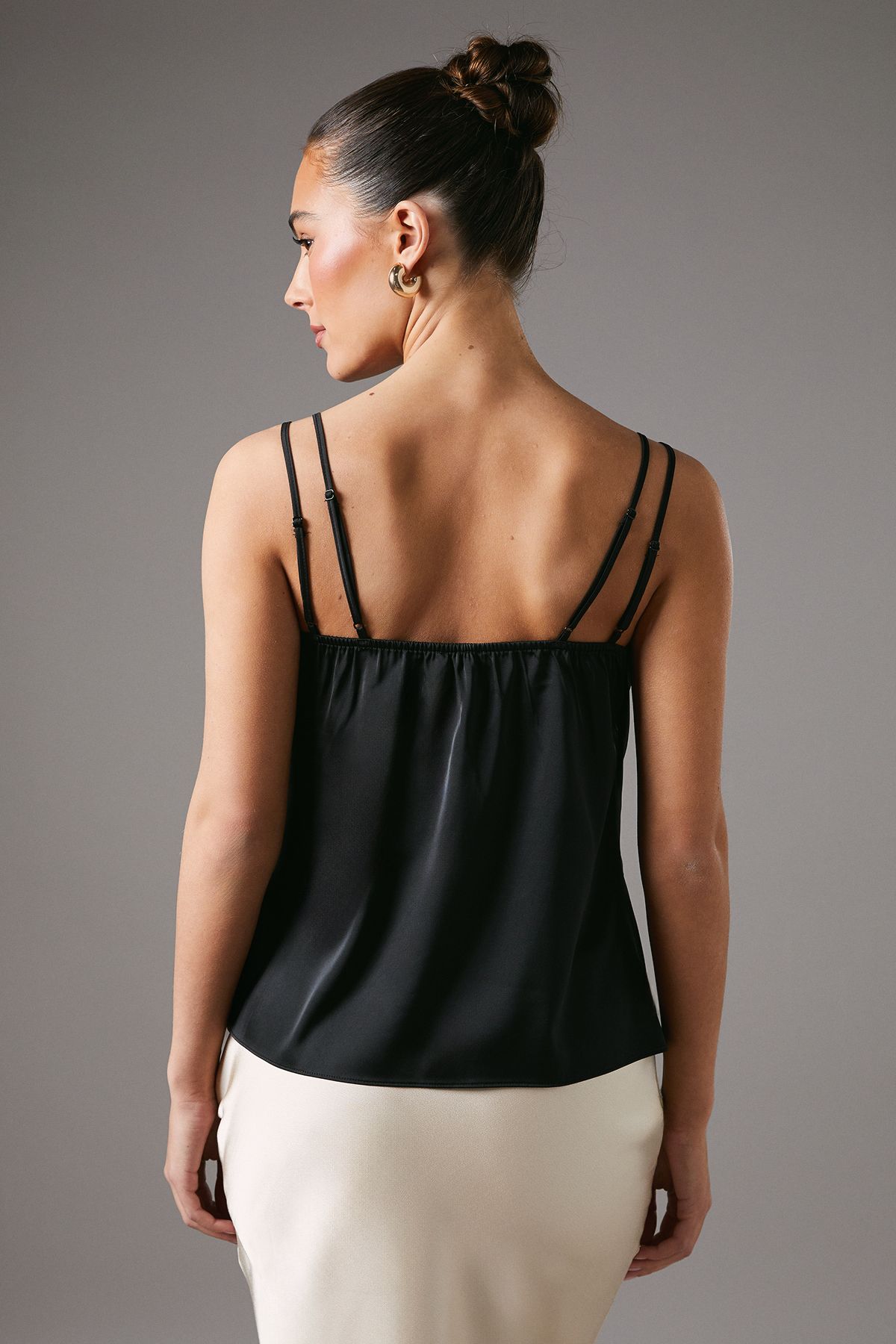 Coast Lace Insert Wrap Front Satin Vest Black/nude image 4