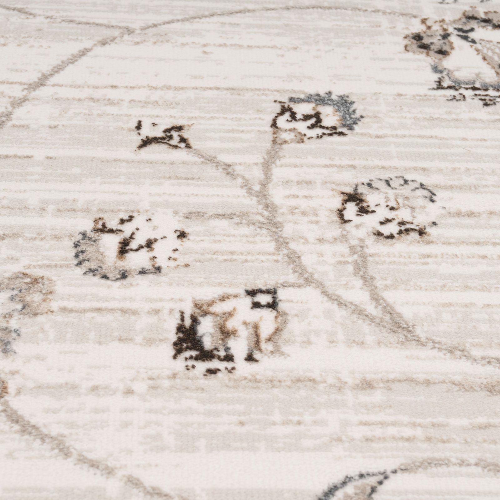 Kukoon Beige Distressed Floral Bordered Luxury Sheen Rug image 4