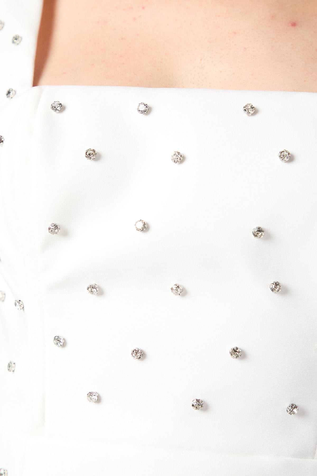 Coast Square Neck Hotfix crepe Bridal Mini Dress Ivory image 5