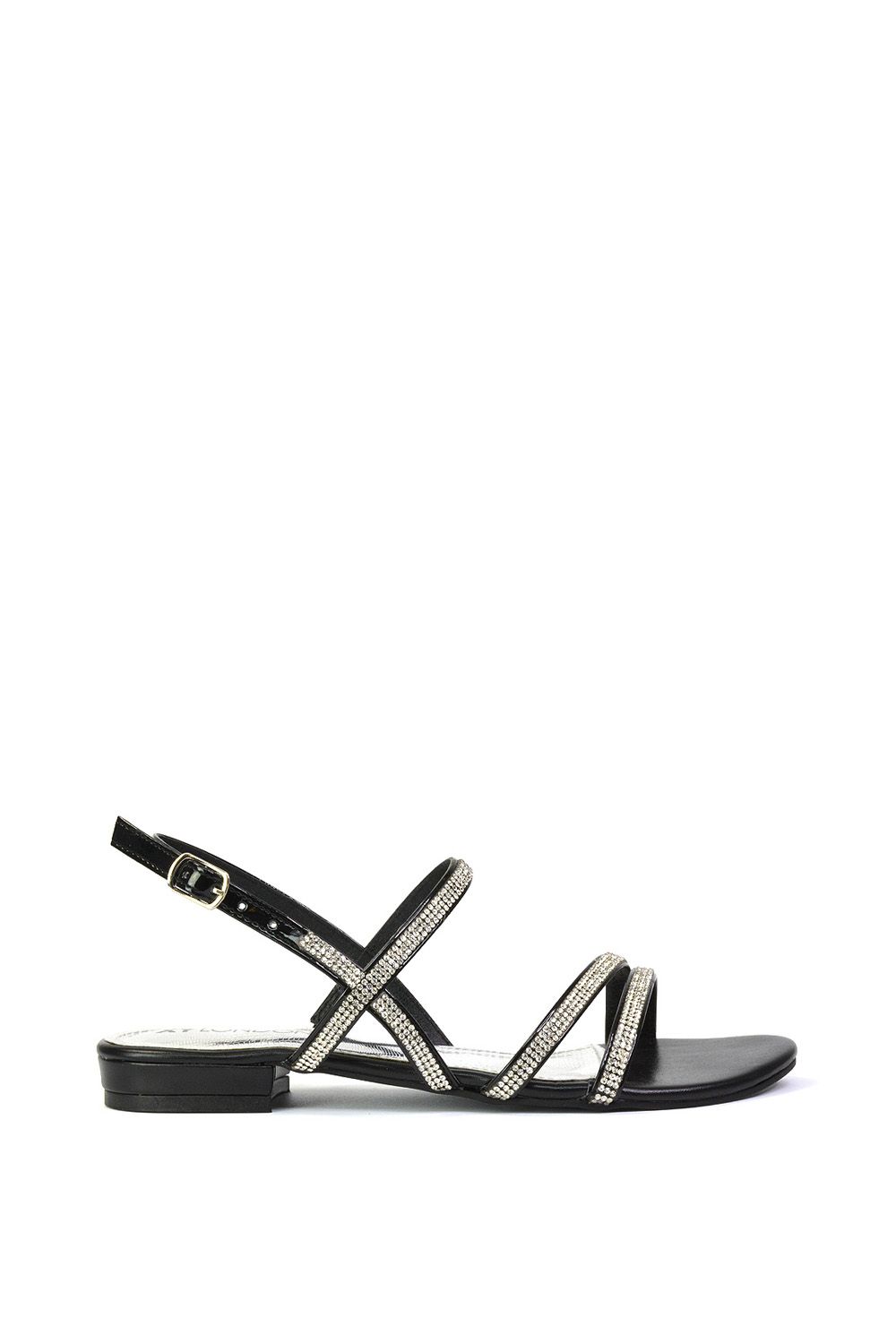 XY London 'Orla' Strappy Summer Flat Diamante Sandals Flats image 1