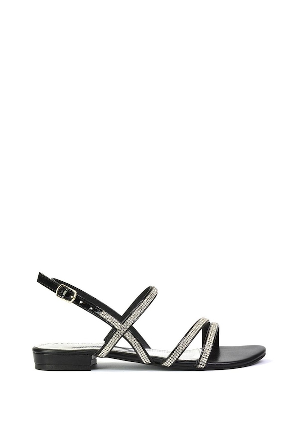 XY London 'Orla' Strappy Summer Flat Diamante Sandals Flats