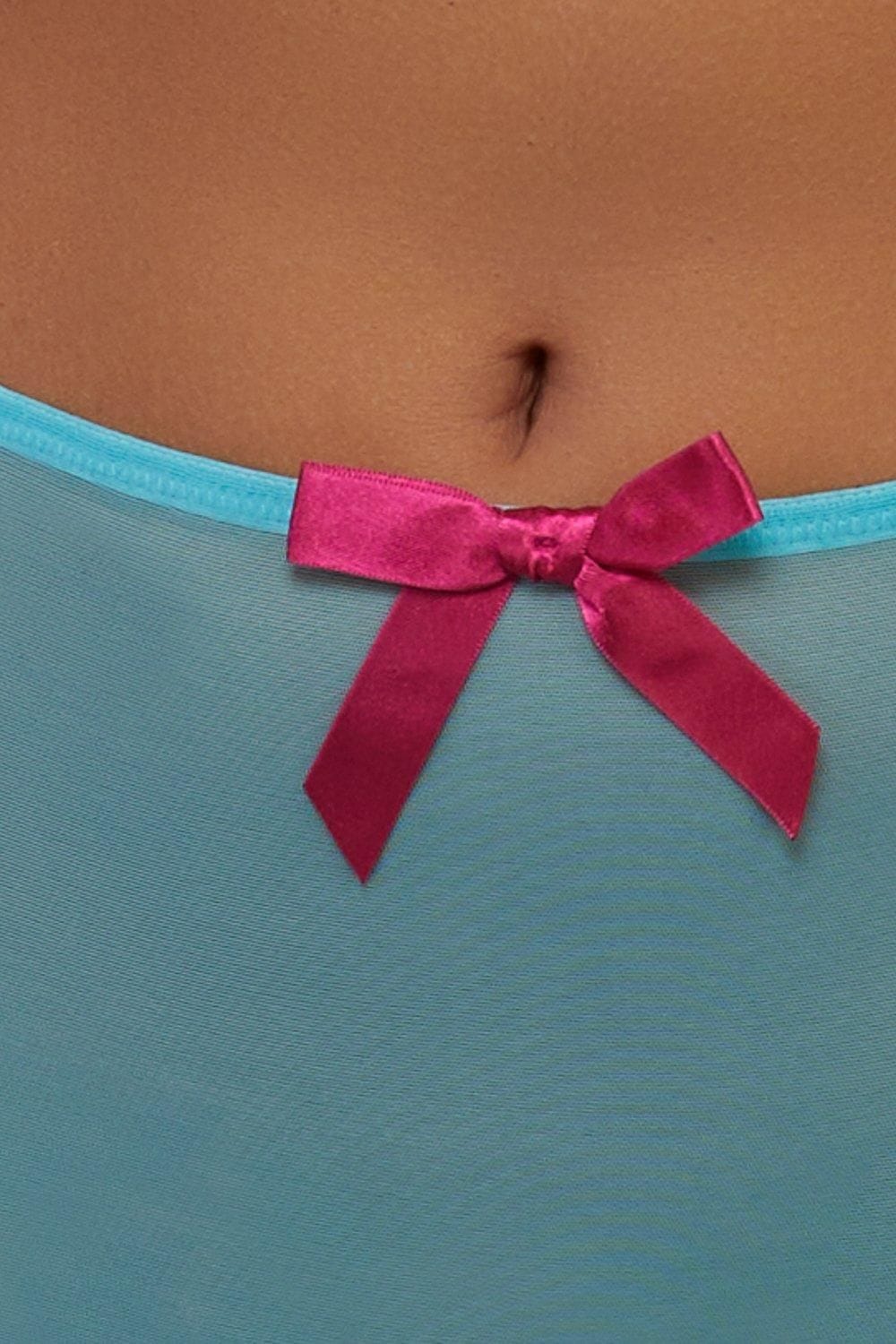 Playful Promises Cleo Contrast Stitch Mesh Retro High Waisted Brief image 4