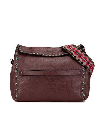 Valentino Preloved Rockstud Shoulder Bag Crossbody Wo - Red Crossbody Bags