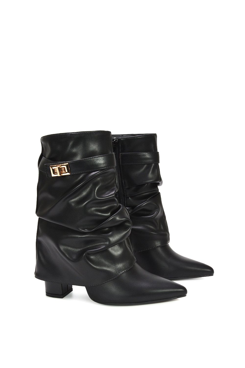 XY London 'Thalia' Pointed Ruched Block Heel Slouchy Booties image 5