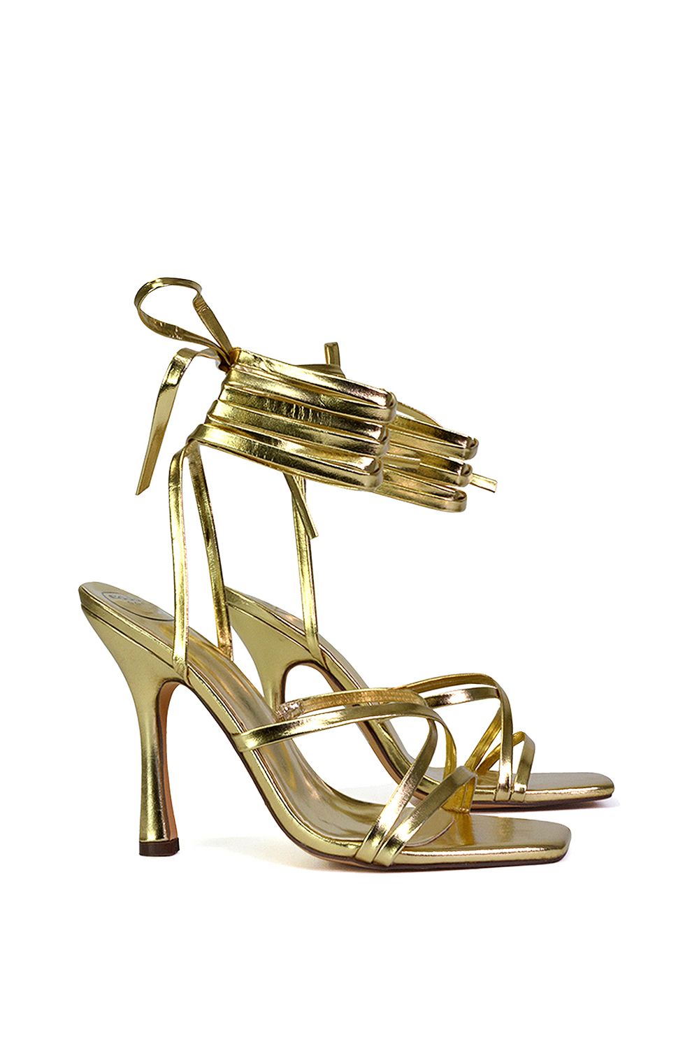 XY London 'Kyra' Lace Up High Heel Stilettos Sandals with Square Toe image 2