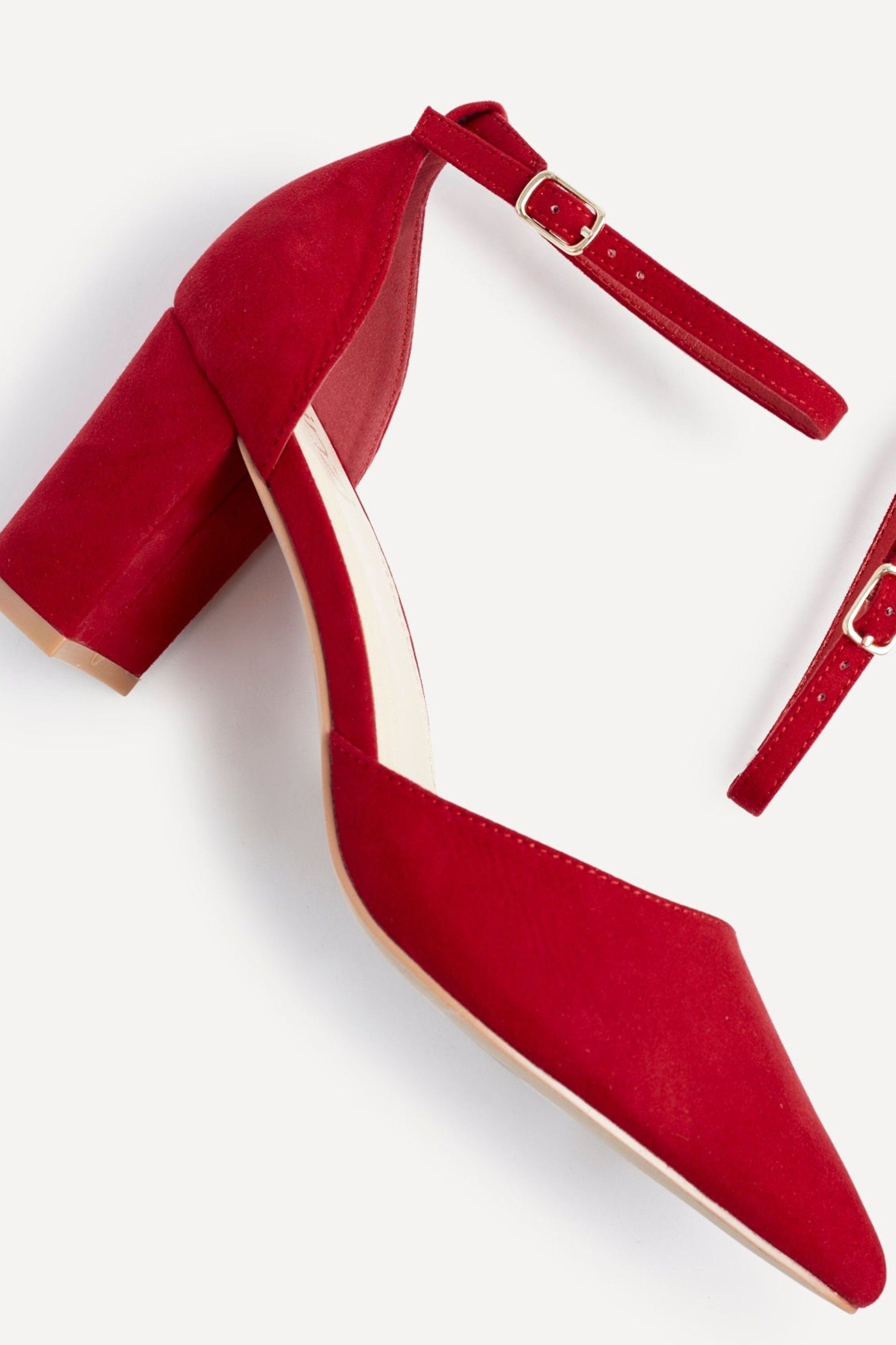 Linzi Audley Wide Fit Red Faux Suede Court Shoe image 4
