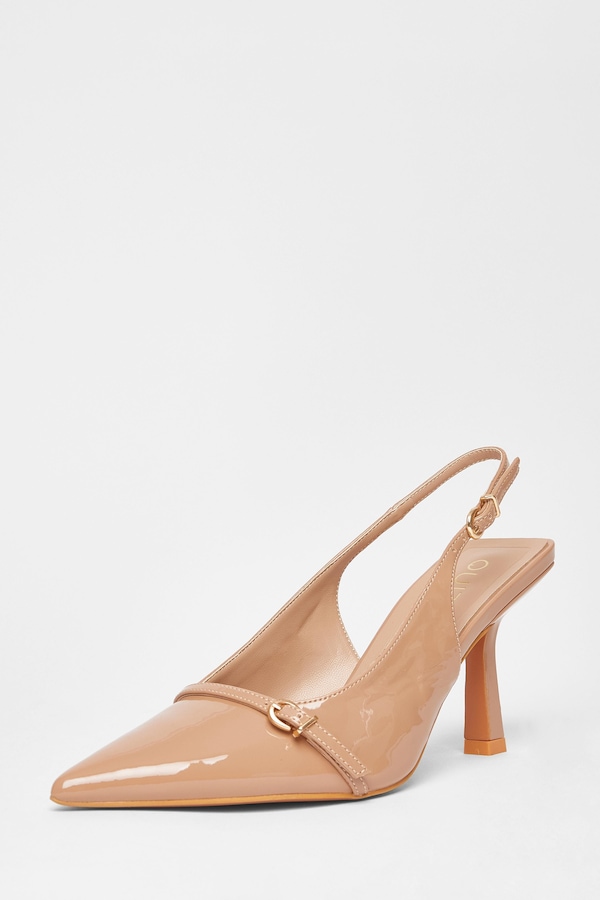 Quiz Nude Wide Fit Slingback Court Heels
