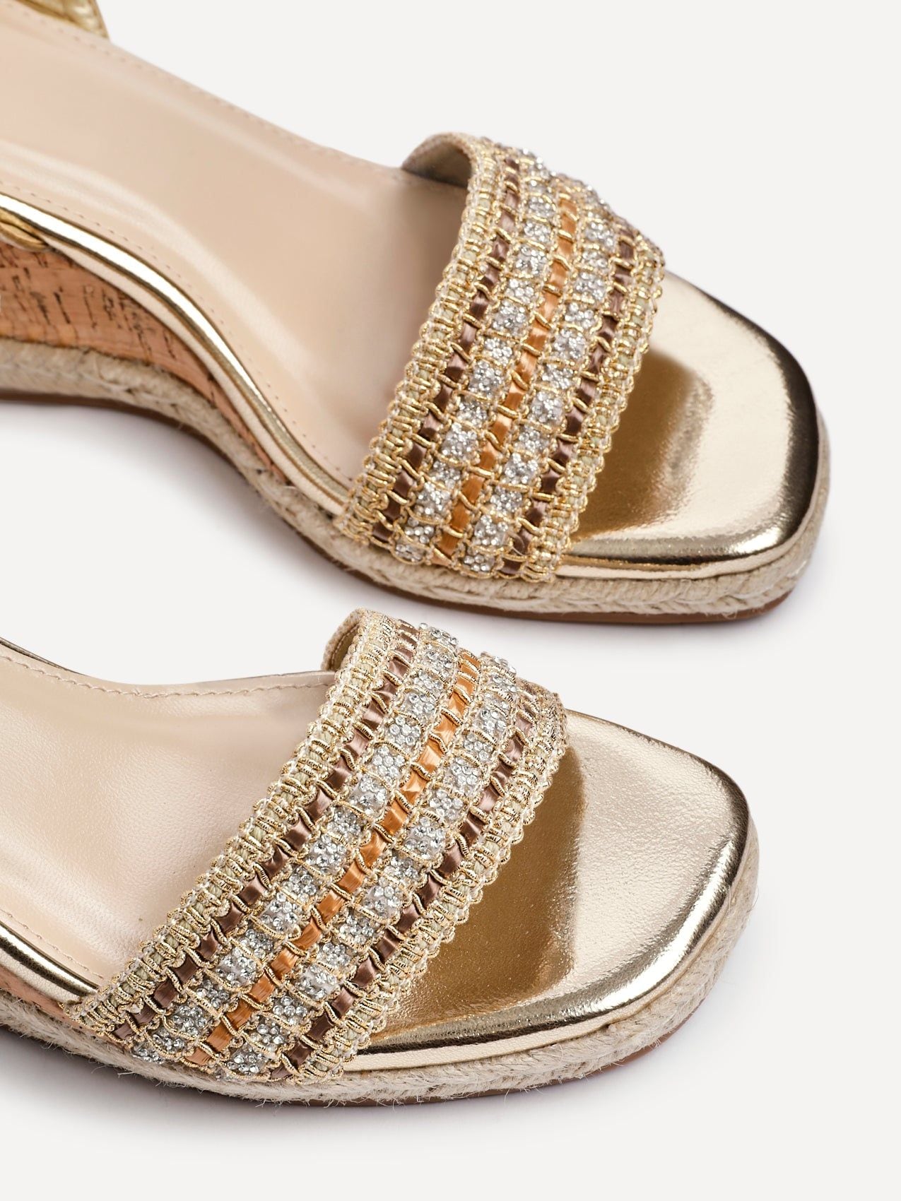 Linzi Ophelia Gold Embellished Cork Wedge image 5