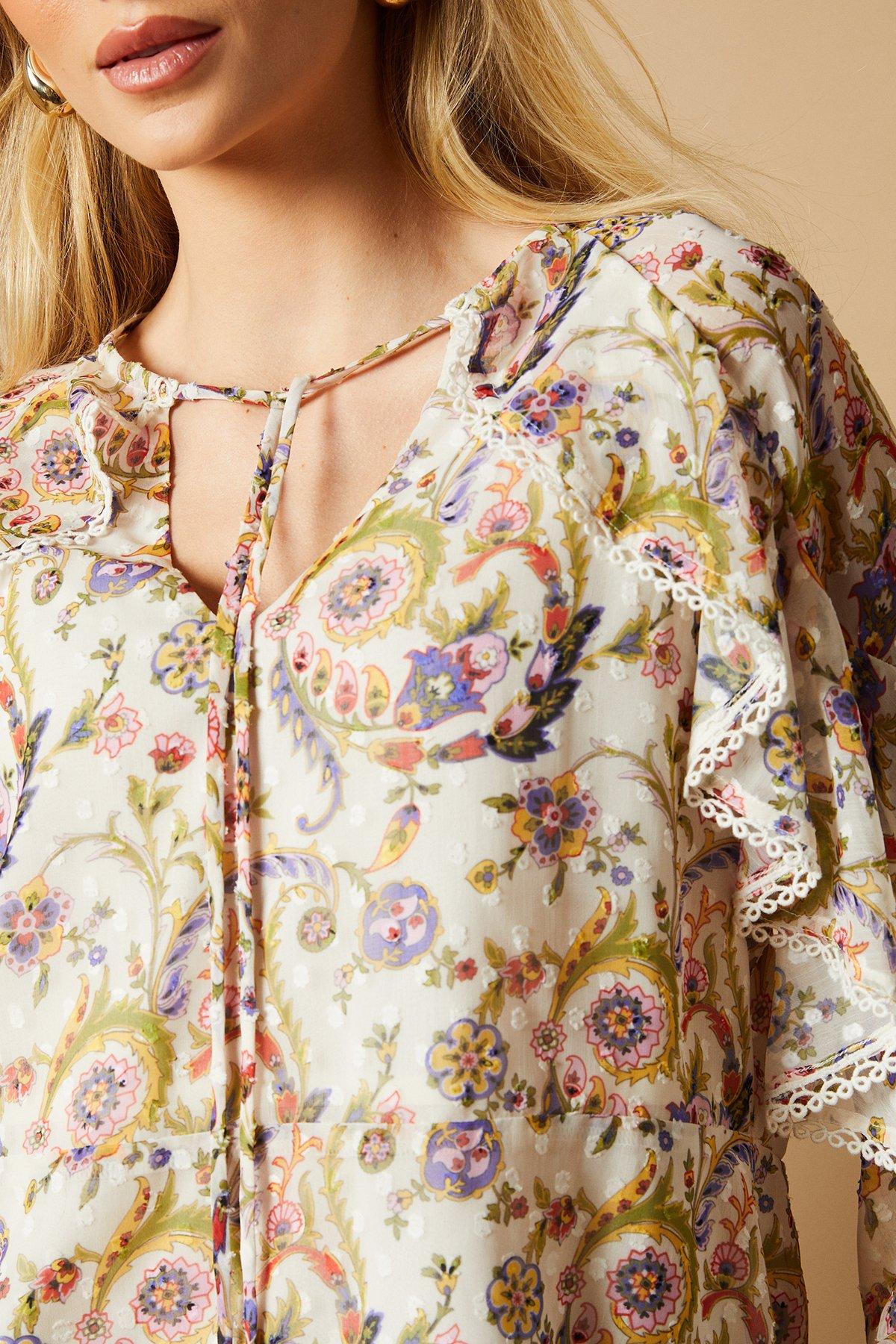 Oasis Boho Ruffle Peplum Blouse Ivory image 5