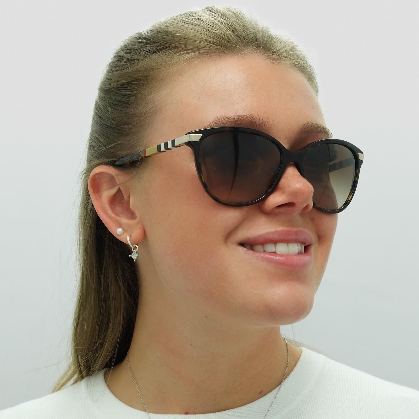Burberry Cat Eye Dark Havana With Gold Detailing Brown Gradient BE4216 Sunglasses image 4
