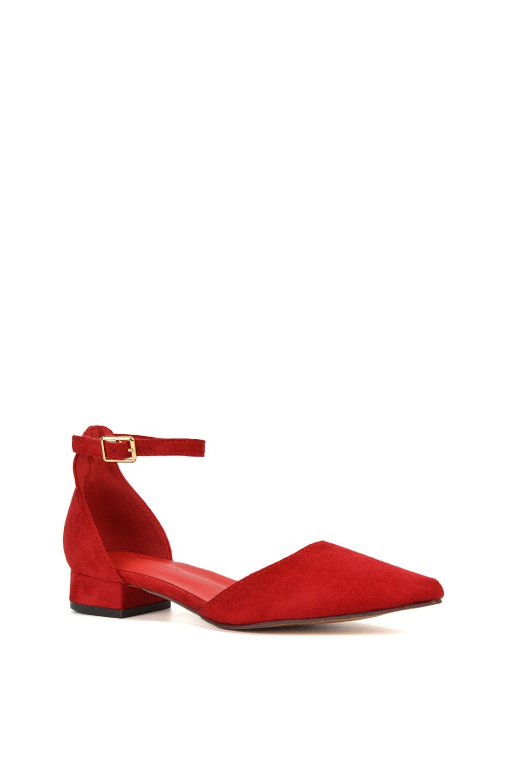 XY London 'Jenny' Low Heel Flat Pointed Toe Ankle Strap Court Shoes image 2