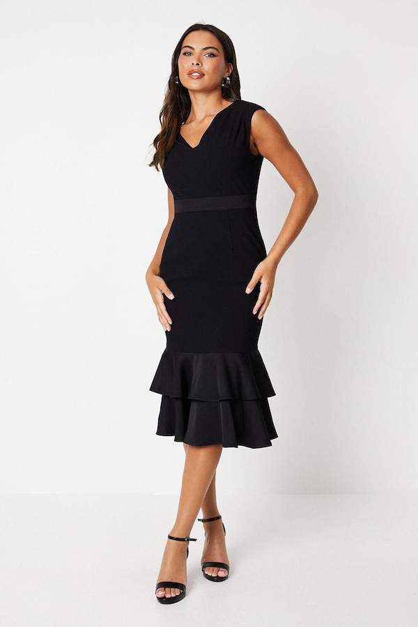 Coast Satin Back Crepe Dress With Peplum Black